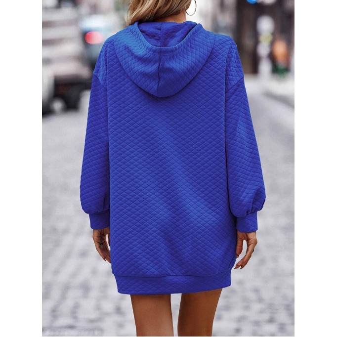 Autumn/Winter New Solid Hooded Loose Sleeve Dress