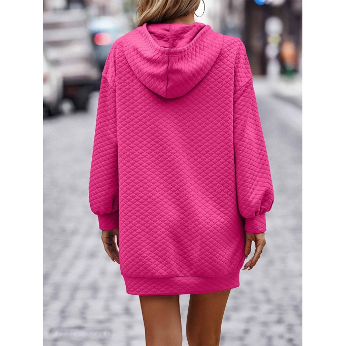 Autumn/Winter New Solid Hooded Loose Sleeve Dress