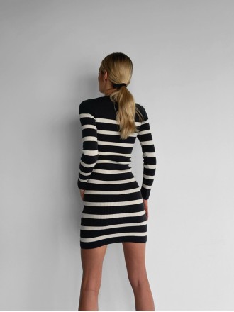 Black and white striped slim fit mini dress