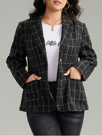 Black checked suit jacket for women