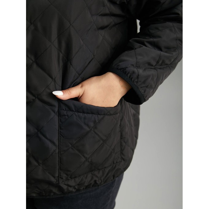 Black elegant plus size padded jacket for women