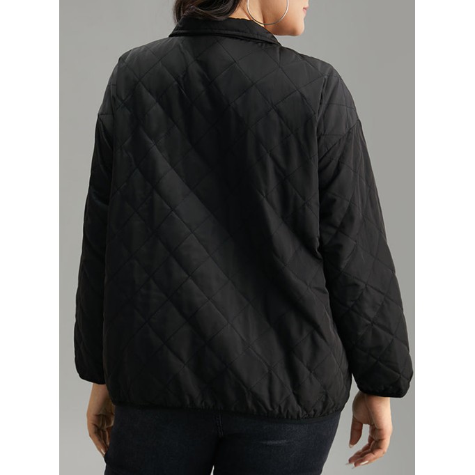 Black elegant plus size padded jacket for women