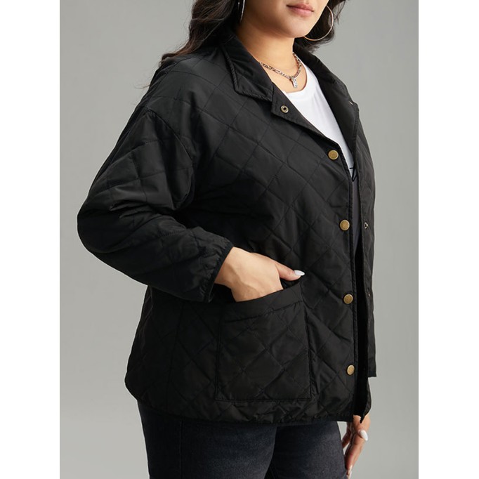 Black elegant plus size padded jacket for women