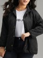 Black elegant plus size padded jacket for women