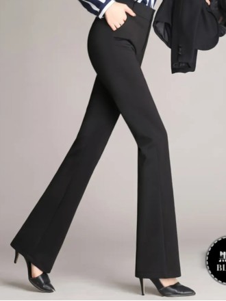 Black high-waisted flared pants