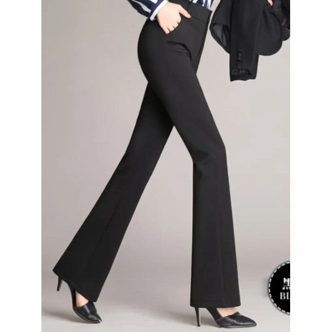 Black high-waisted flared pants