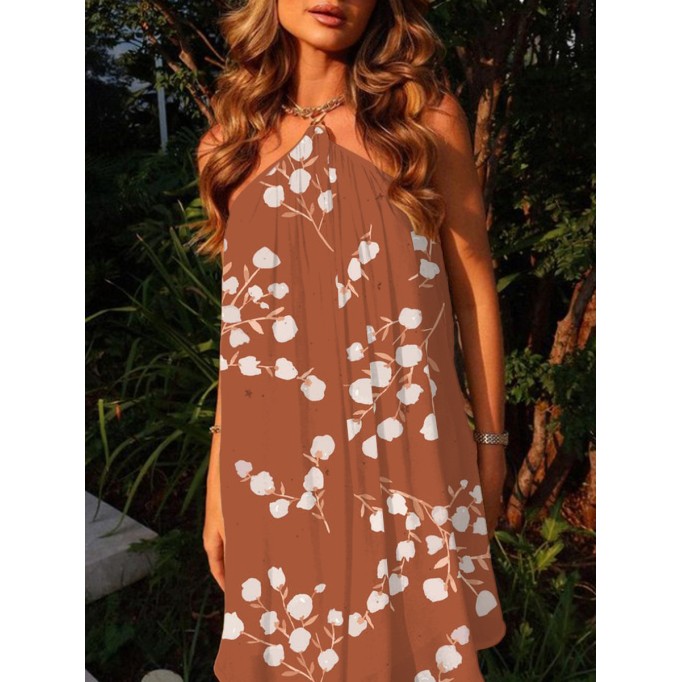 Brown dress with top and neck