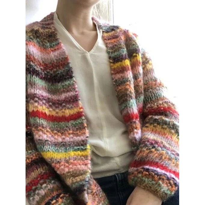 Casual colorful striped knitted cardigan