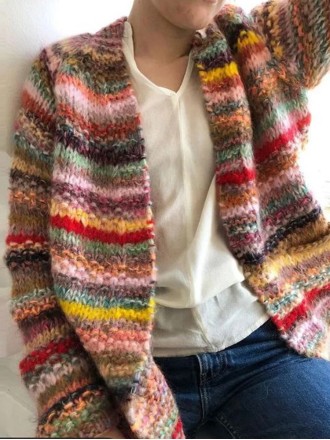 Casual colorful striped knitted cardigan