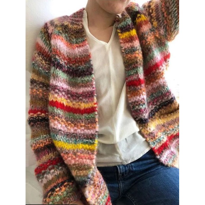 Casual colorful striped knitted cardigan