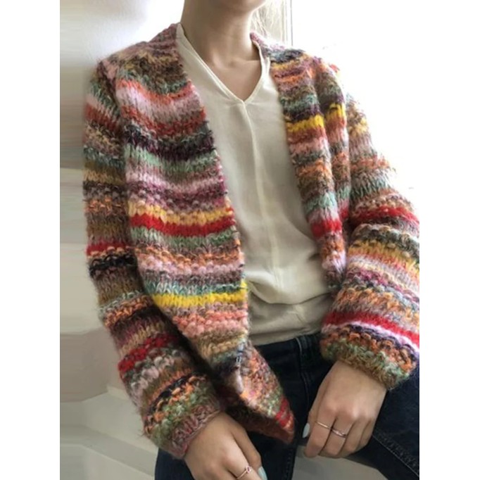 Casual colorful striped knitted cardigan