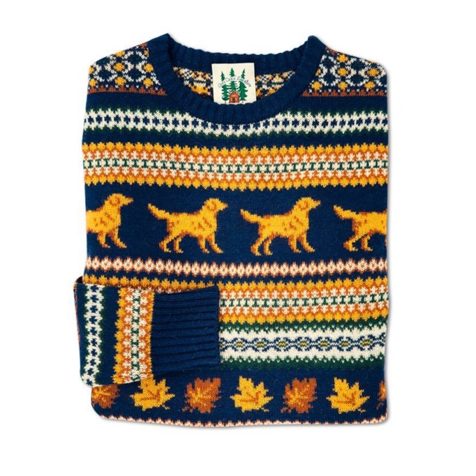 Casual dog pattern contrast sweater