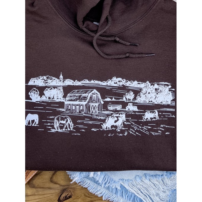 Casual Farmland Long Sleeve Hoodie