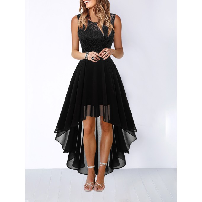 Casual hollow waist chiffon dress