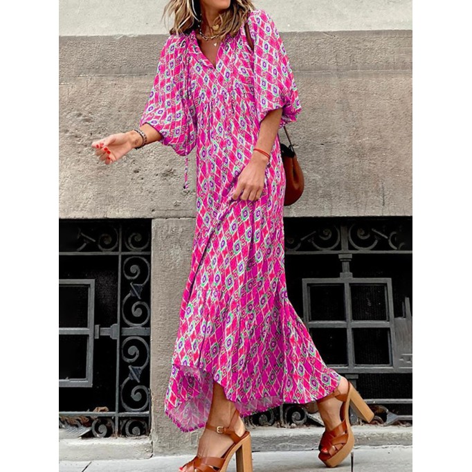 Casual Print Split Joint Straight Dresses