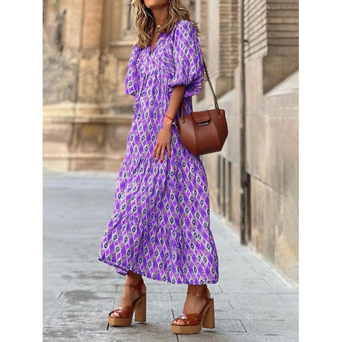 Casual Print Split Joint Straight Dresses