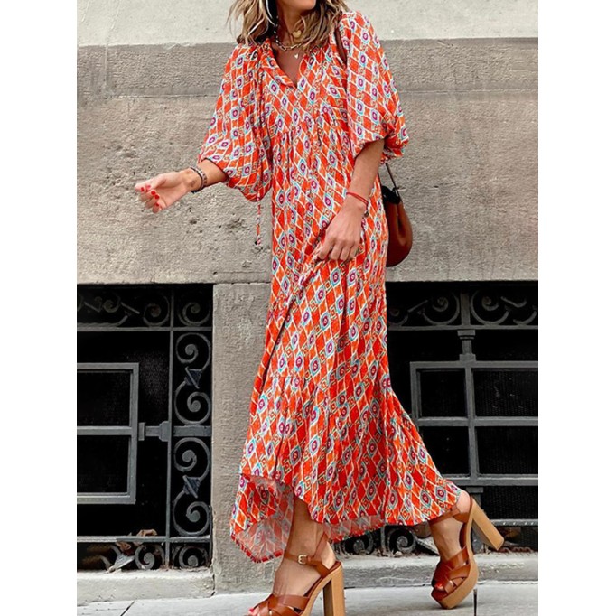 Casual Print Split Joint Straight Dresses