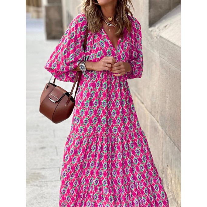 Casual Print Split Joint Straight Dresses