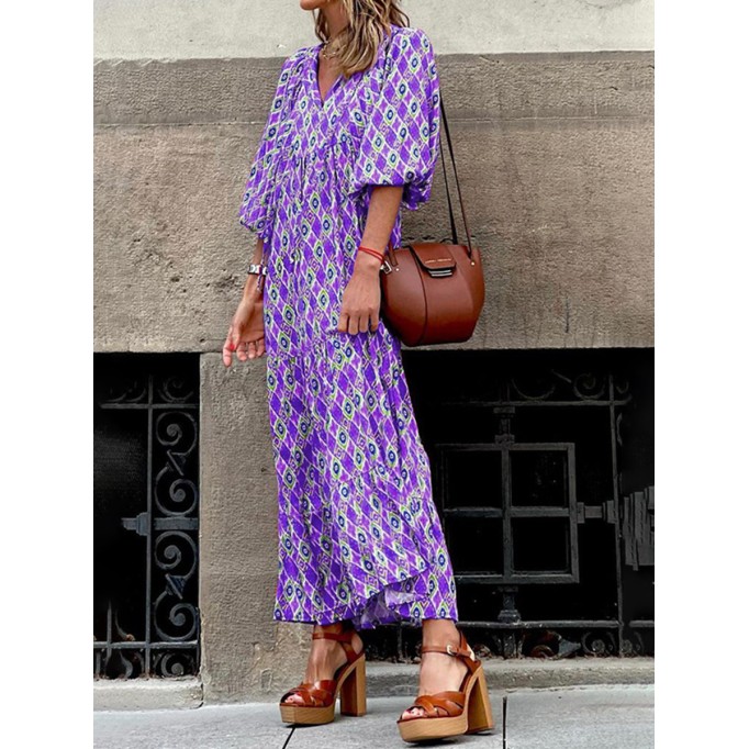 Casual Print Split Joint Straight Dresses