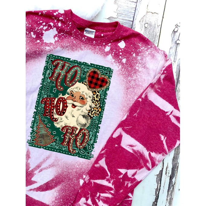 Casual Santa Claus print long-sleeved sweatshirt