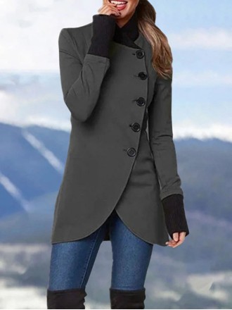 Casual solid color irregular hem coat