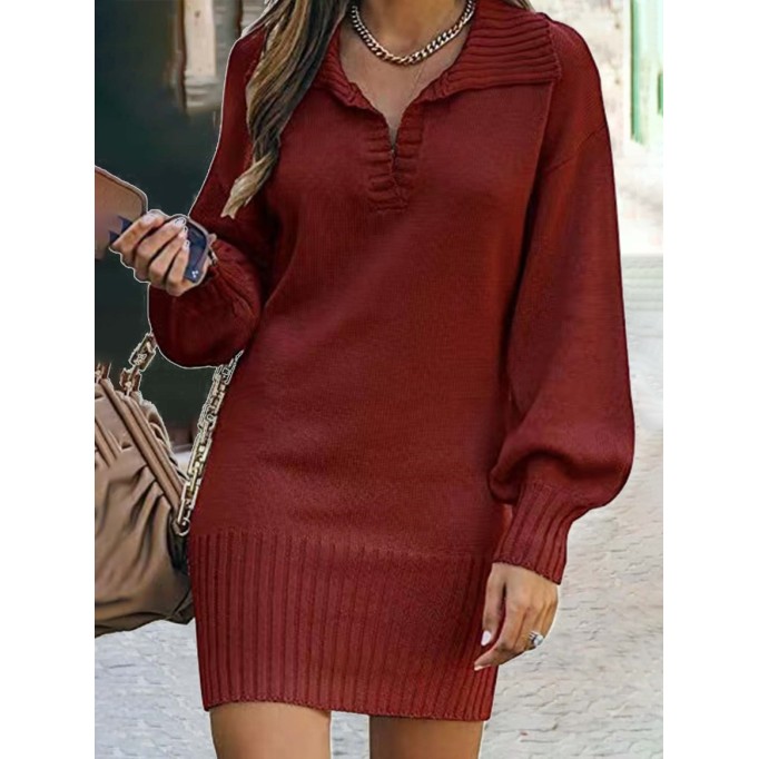 Casual Solid Patchwork Turndown Collar Straight Dresses