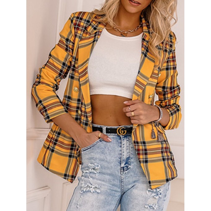 Checkered slim fitting short suit jacket