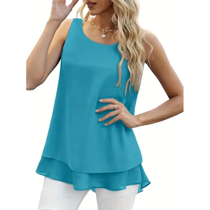 Chiffon double hem casual vest