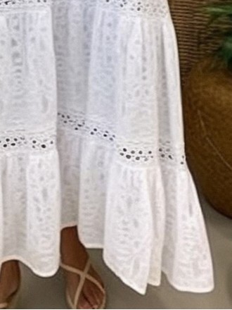 Cotton linen lace patchwork long dress