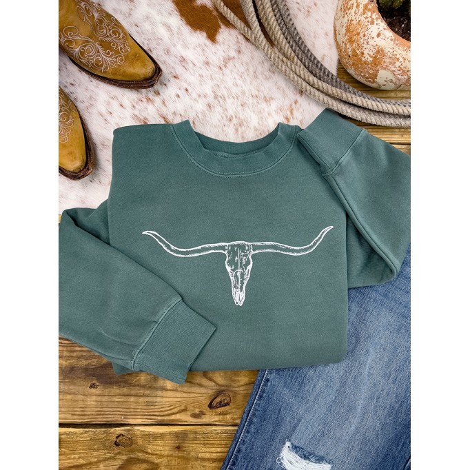 Cow head print crew neck sweatshirt