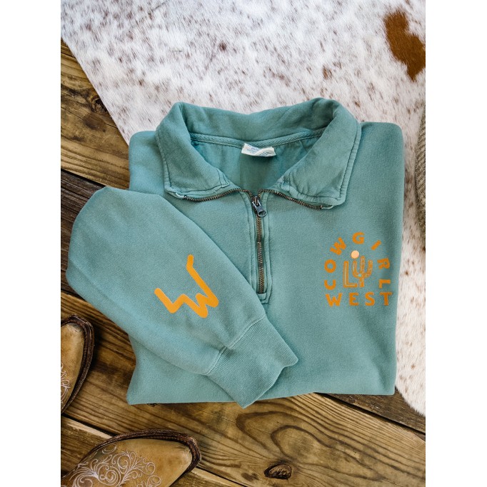 Cowgirl Printed Zip Sweatshirt