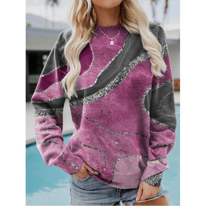 Crew Neck Abstract Sweatshirt