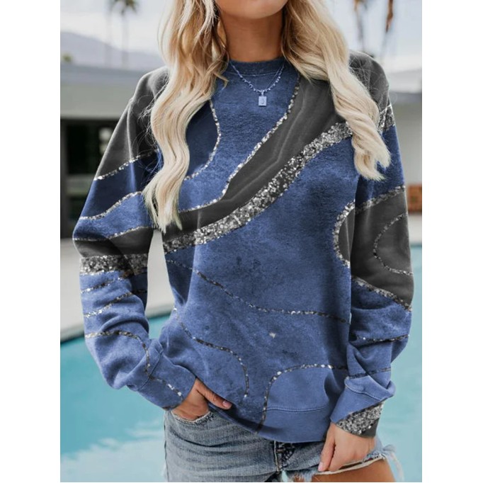 Crew Neck Abstract Sweatshirt