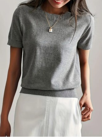 Crew neck pullover knitted top