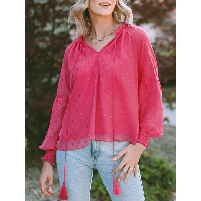 DECORATION V NECK SHIFT ELEGANT BLOUSE