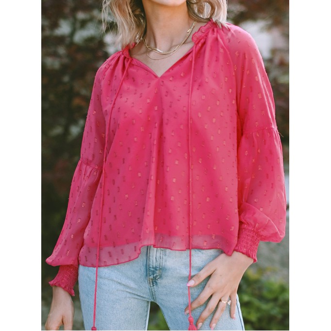 DECORATION V NECK SHIFT ELEGANT BLOUSE