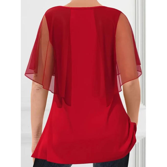 Elegant chiffon cape blouse for women