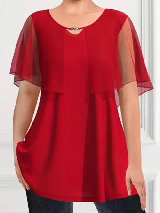 Elegant chiffon cape blouse for women