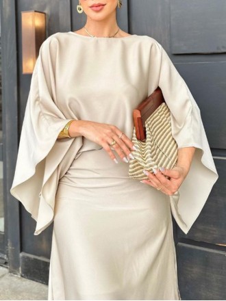 Elegant ladies Batsleeve top half skirt suit