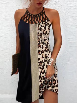 Ethnic printed mesh sleeveless casual dress