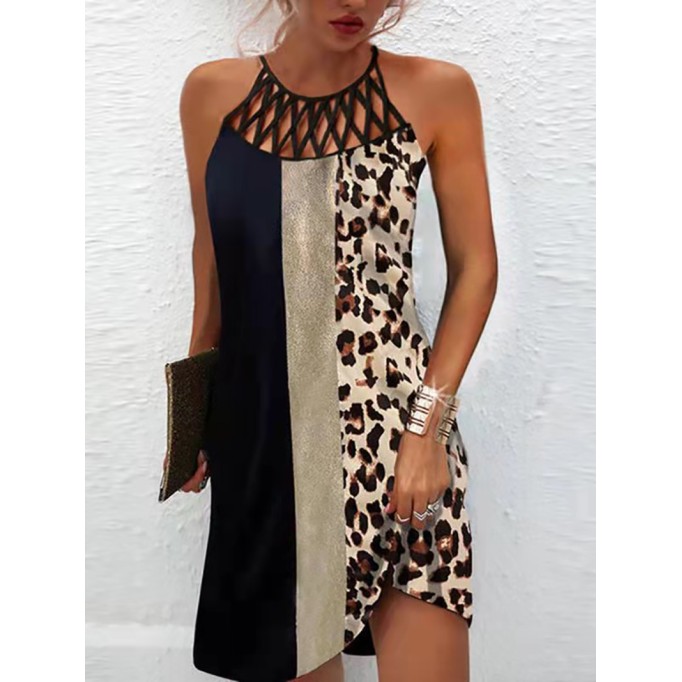 Ethnic printed mesh sleeveless casual dress