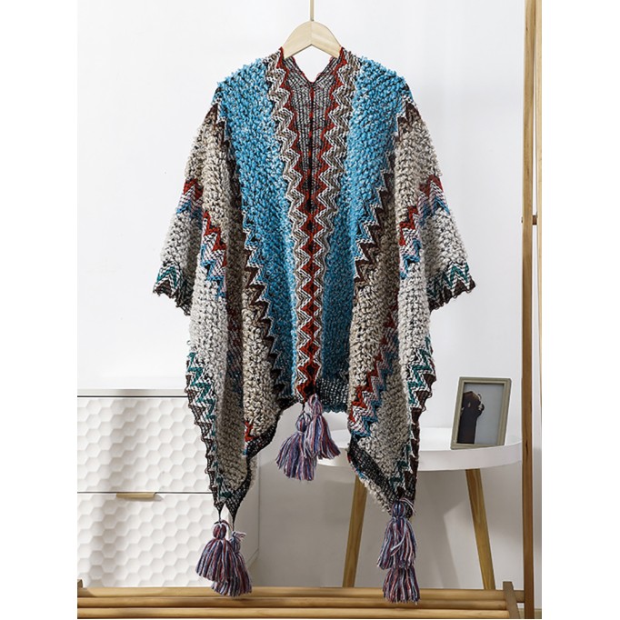 Ethnic style retro cloak with scarf