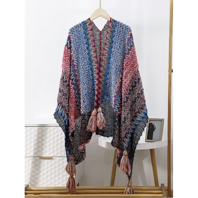 Ethnic style retro cloak with scarf