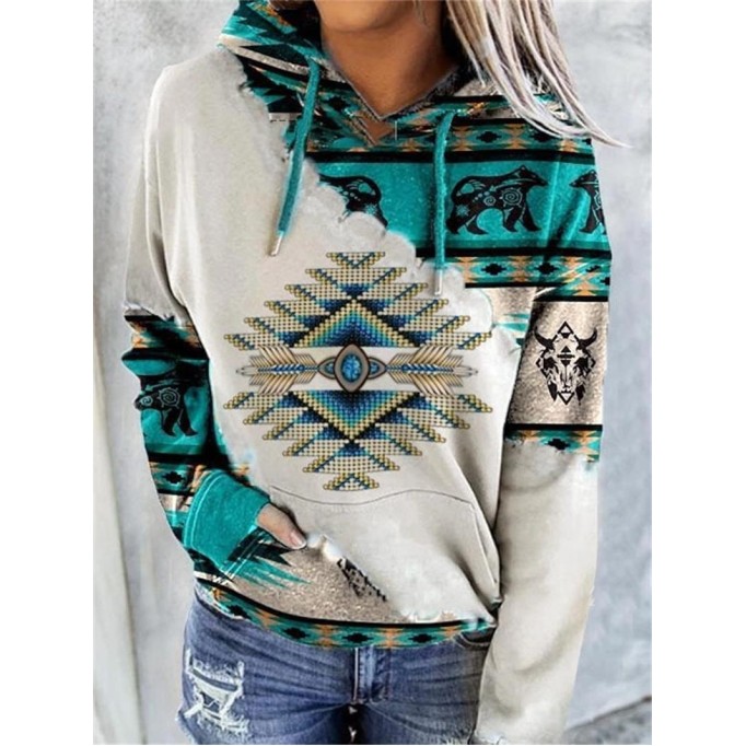 Ethnic Tribe Hooded Sweater Coat Top