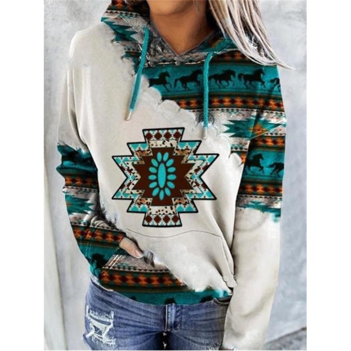 Ethnic Tribe Hooded Sweater Coat Top