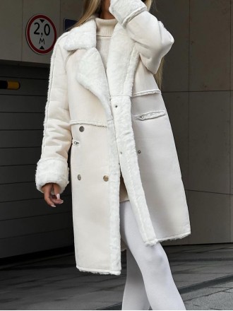 Fur suede suit collar long plush coat