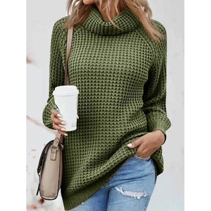 Green turtleneck sweater