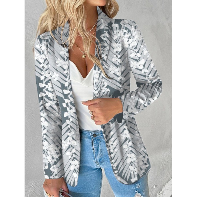 Grey print design suit jacket