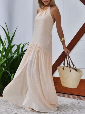 Halter dress with slit