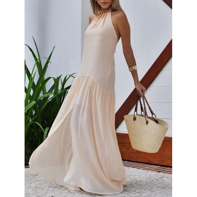 Halter dress with slit